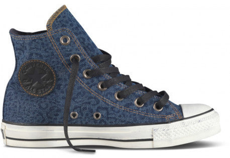 Converse 537110 Youths/Adults Canvas Side-zip Hi-top in N.Iron Washed Navy Print - 50% REDUCTION !