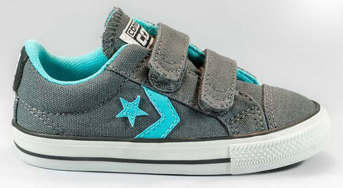 Converse 647758 Star Player Velcro Ox for Youths - Grey/Peacock