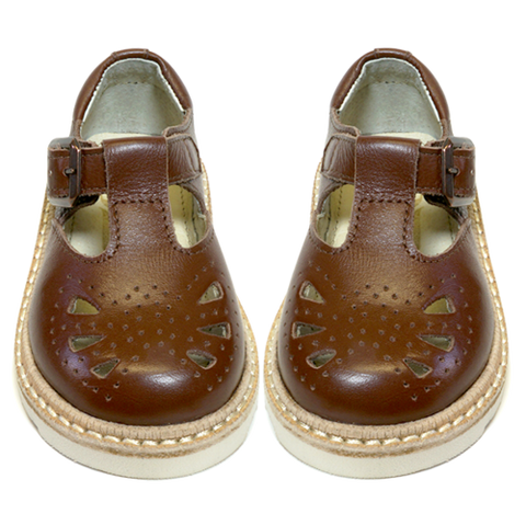 YOUNG SOLES Rosie T-Bar - Chestnut Brown